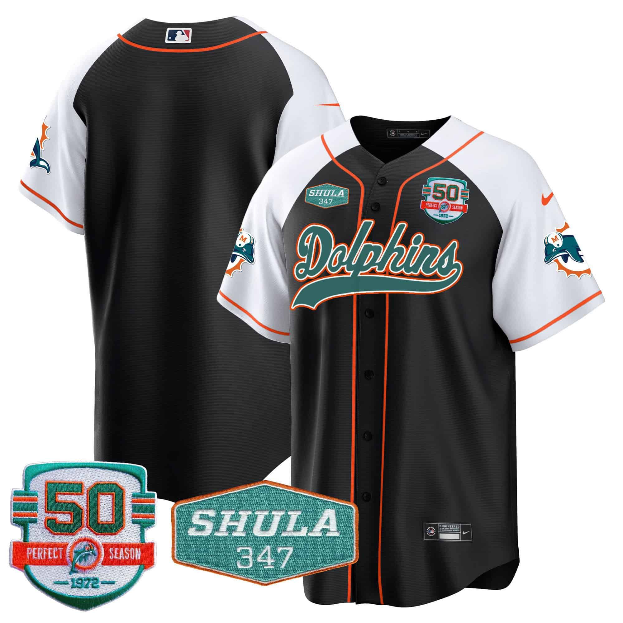 Men Miami Dolphins Blank Black 2024 Nike 50th Don Shula Memorial Patch Baseball NFL Jersey->customized nfl jersey->Custom Jersey